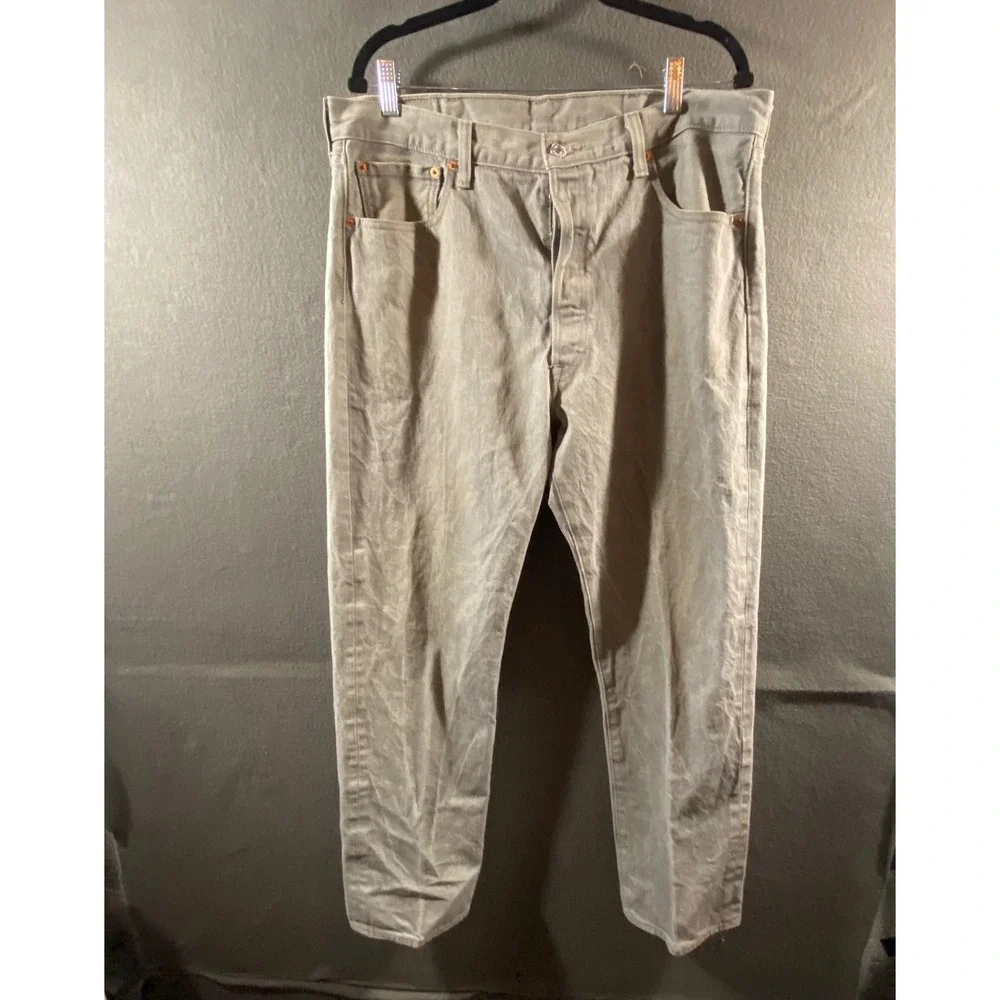 Levi's 501XX Jeans 38x34 Gray Faded Wash Button Fly Straight Leg Denim double x